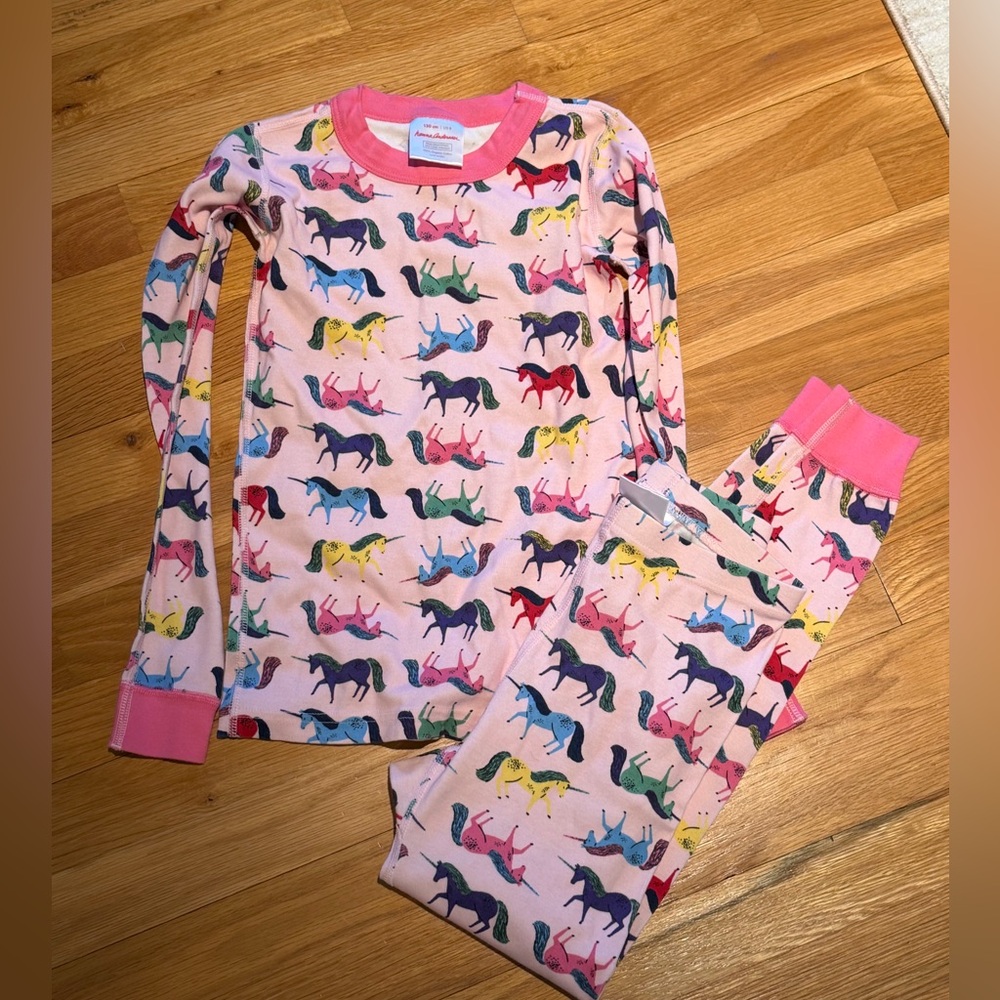 Hanna Andersson Pink Horse Print Kids Pajamas